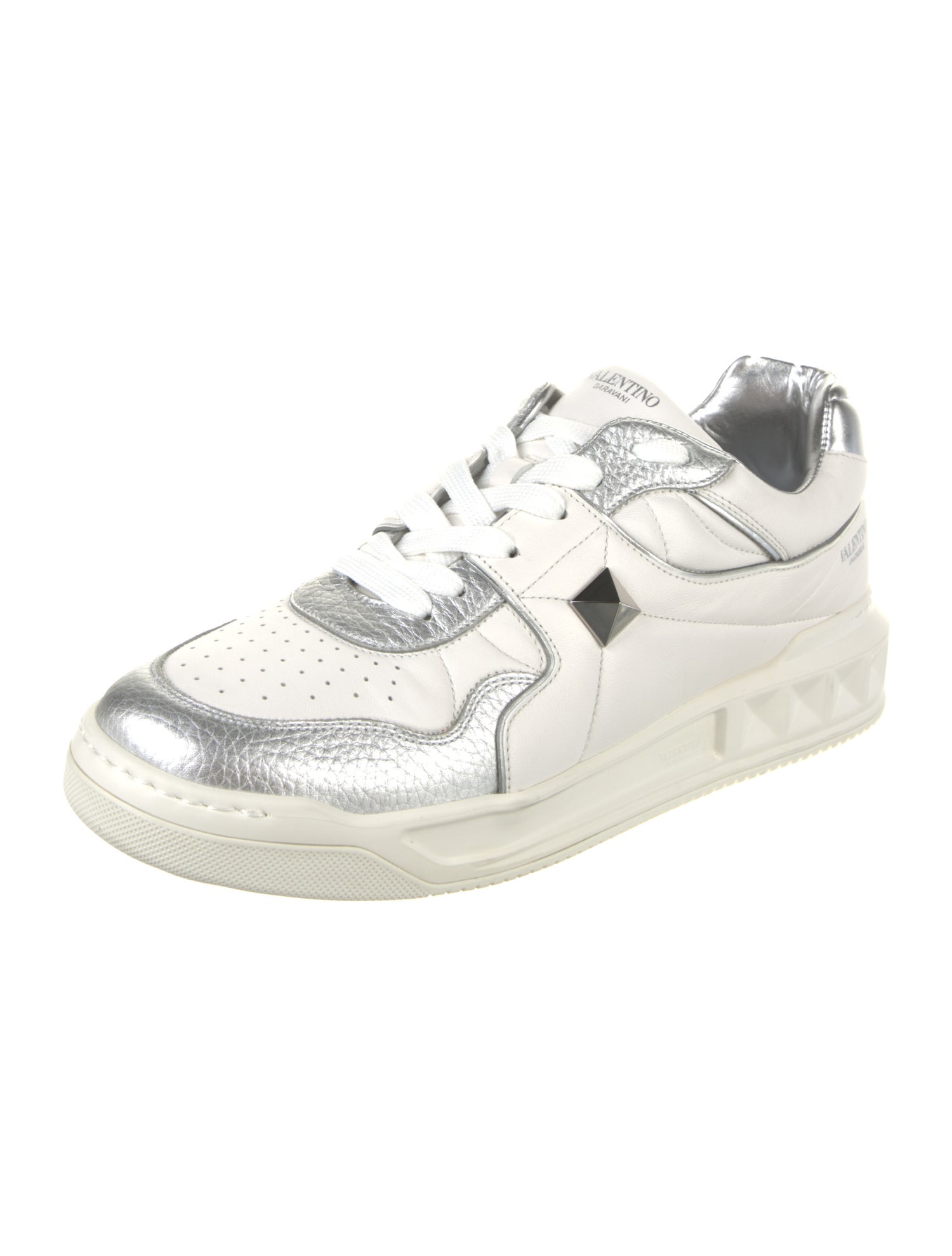 Valentino Rockstud Accents Leather Sneakers