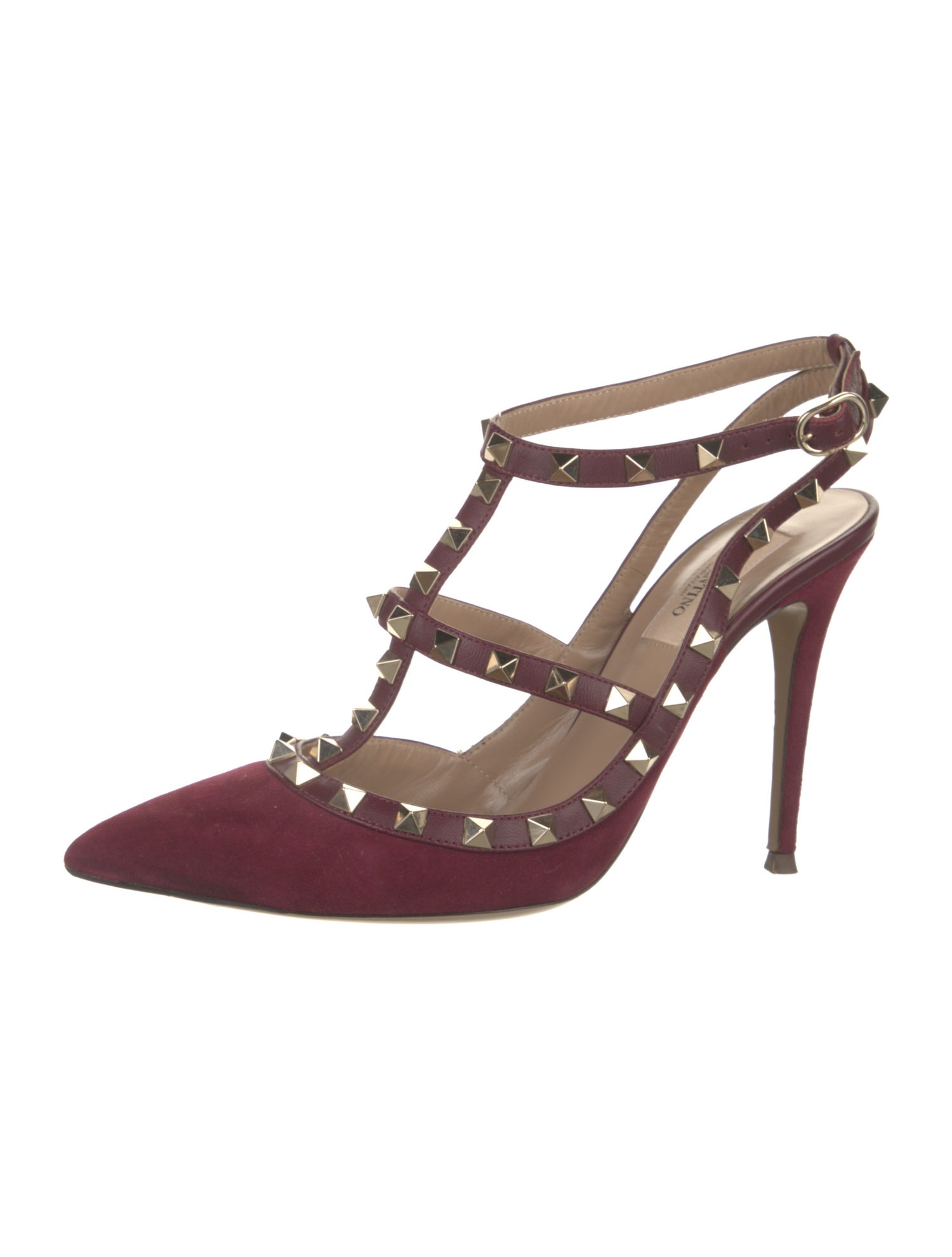 Valentino Rockstud Accents Leather T-Strap Pumps