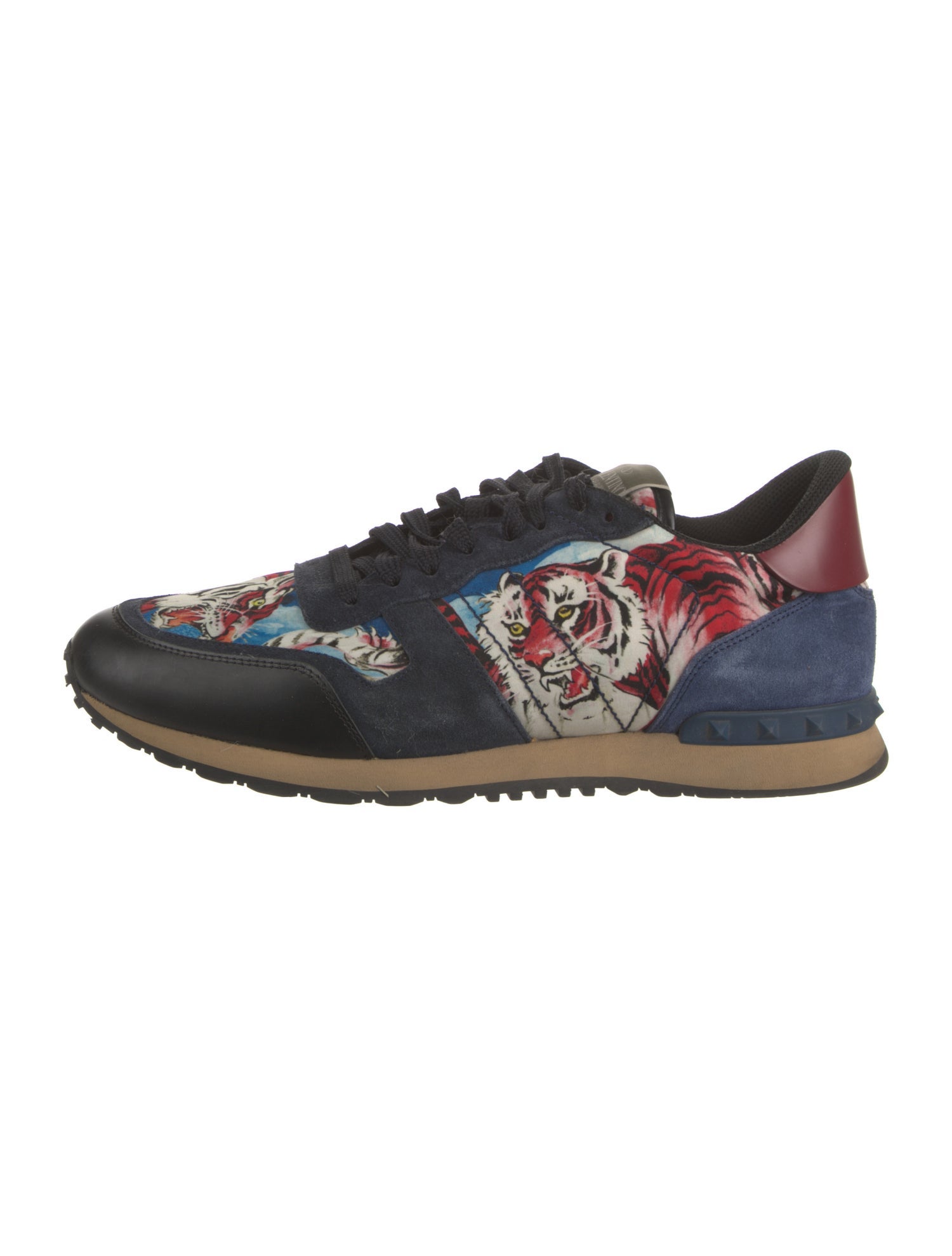 Valentino Rockstud Accents Leather Athletic Sneakers
