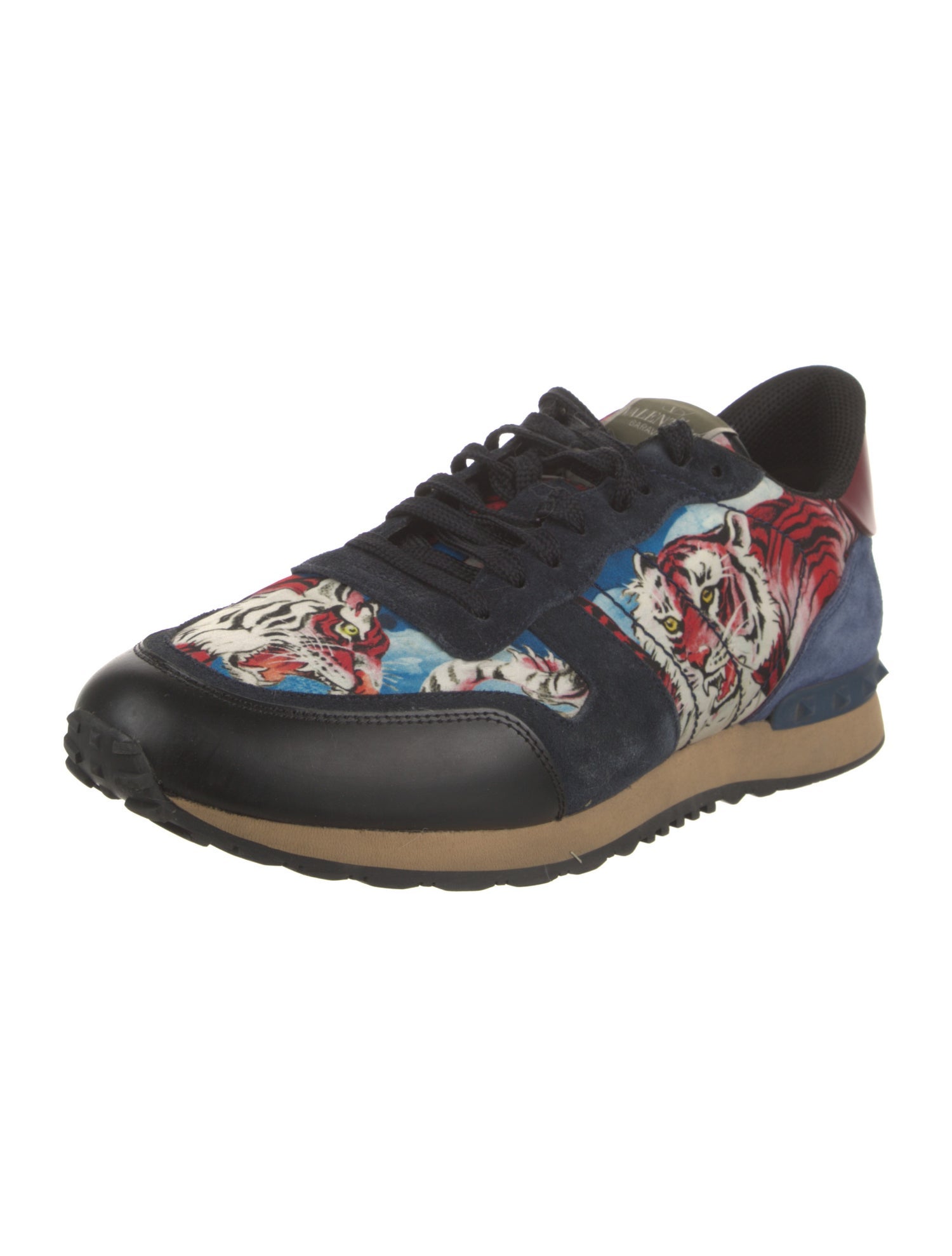Valentino Rockstud Accents Leather Athletic Sneakers