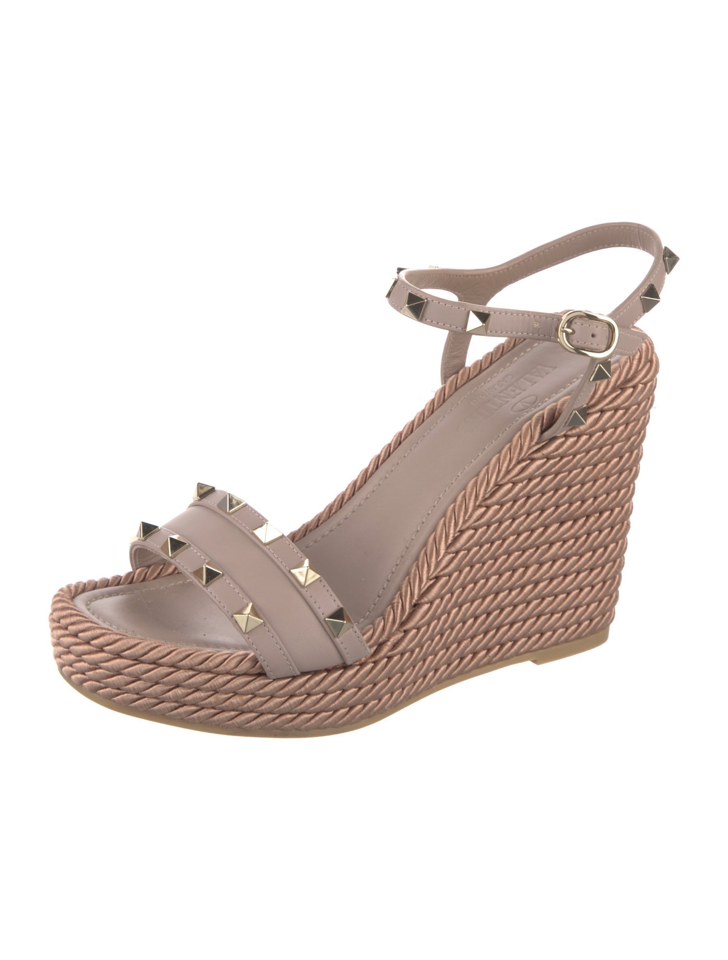 Valentino Rockstud Accents Leather Espadrilles