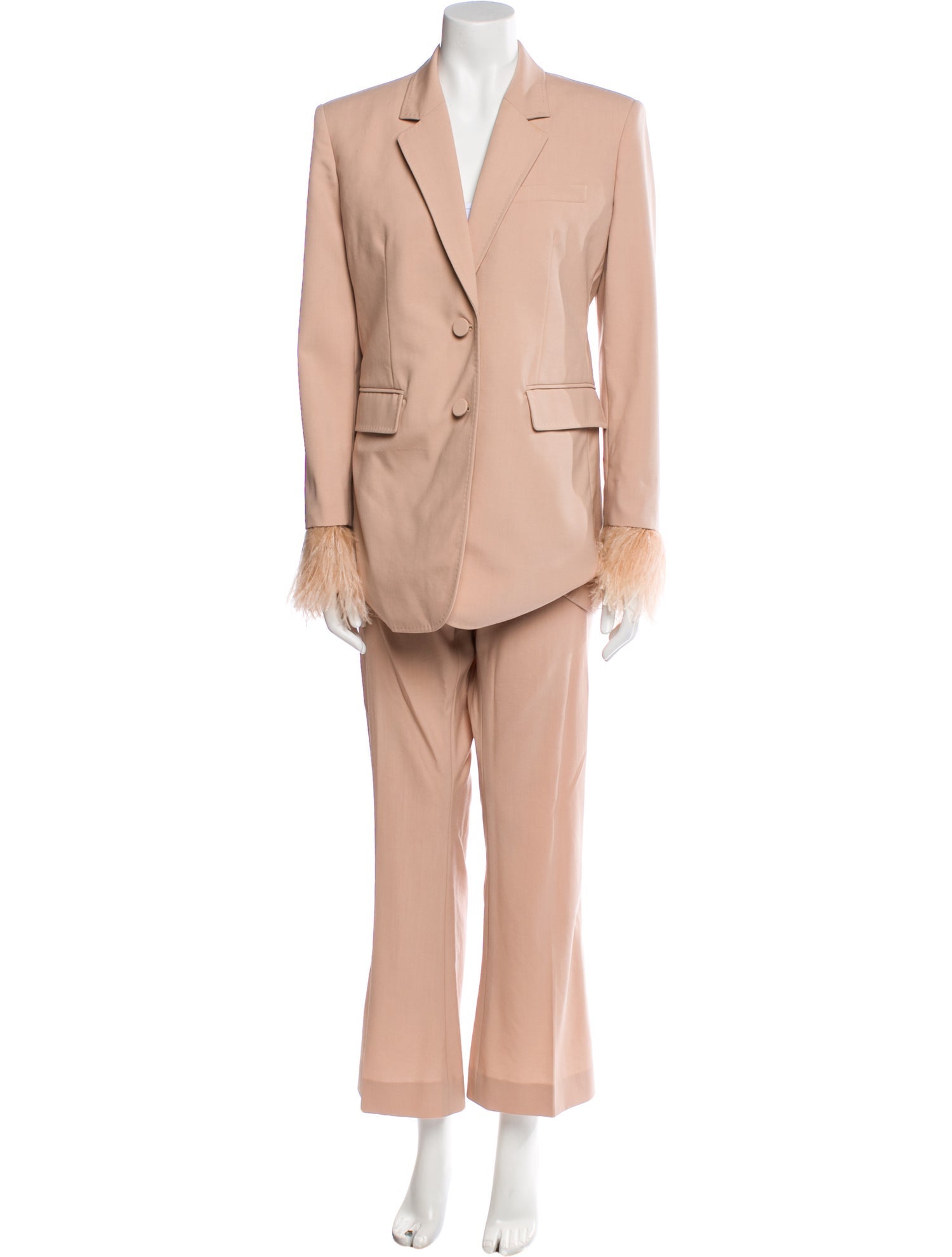 Valentino Virgin Wool Feather Trim Pant Set