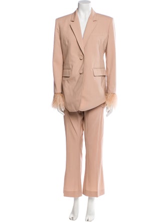 Valentino Virgin Wool Feather Trim Pant Set