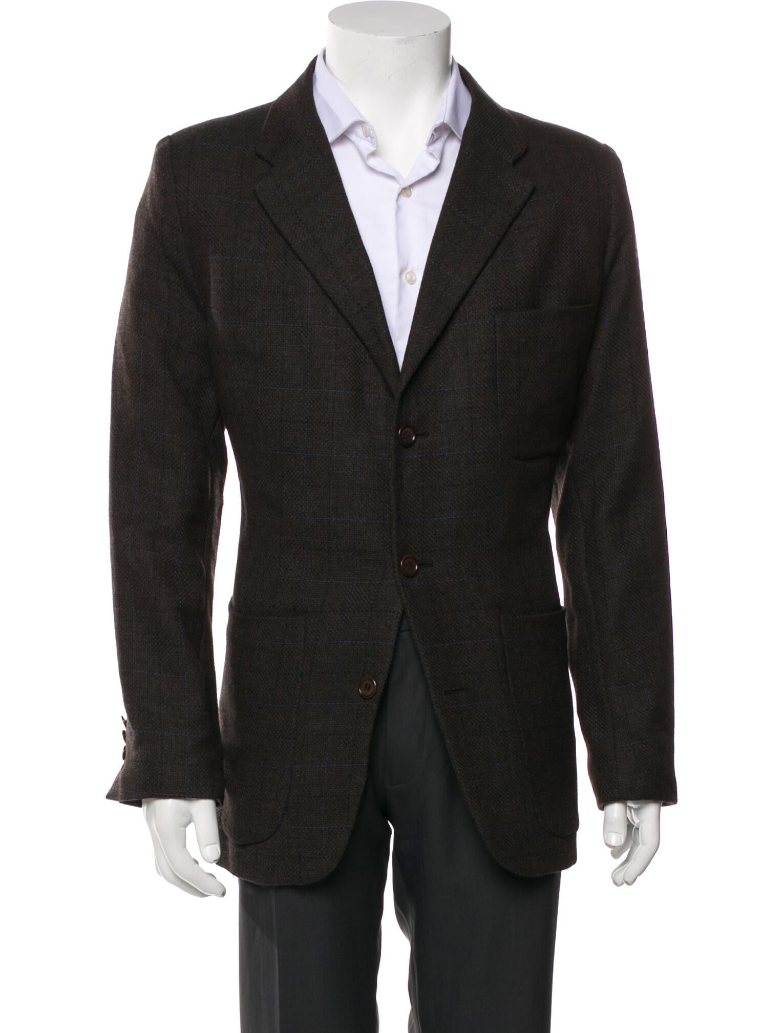 Valentino Virgin Wool Plaid Print Blazer