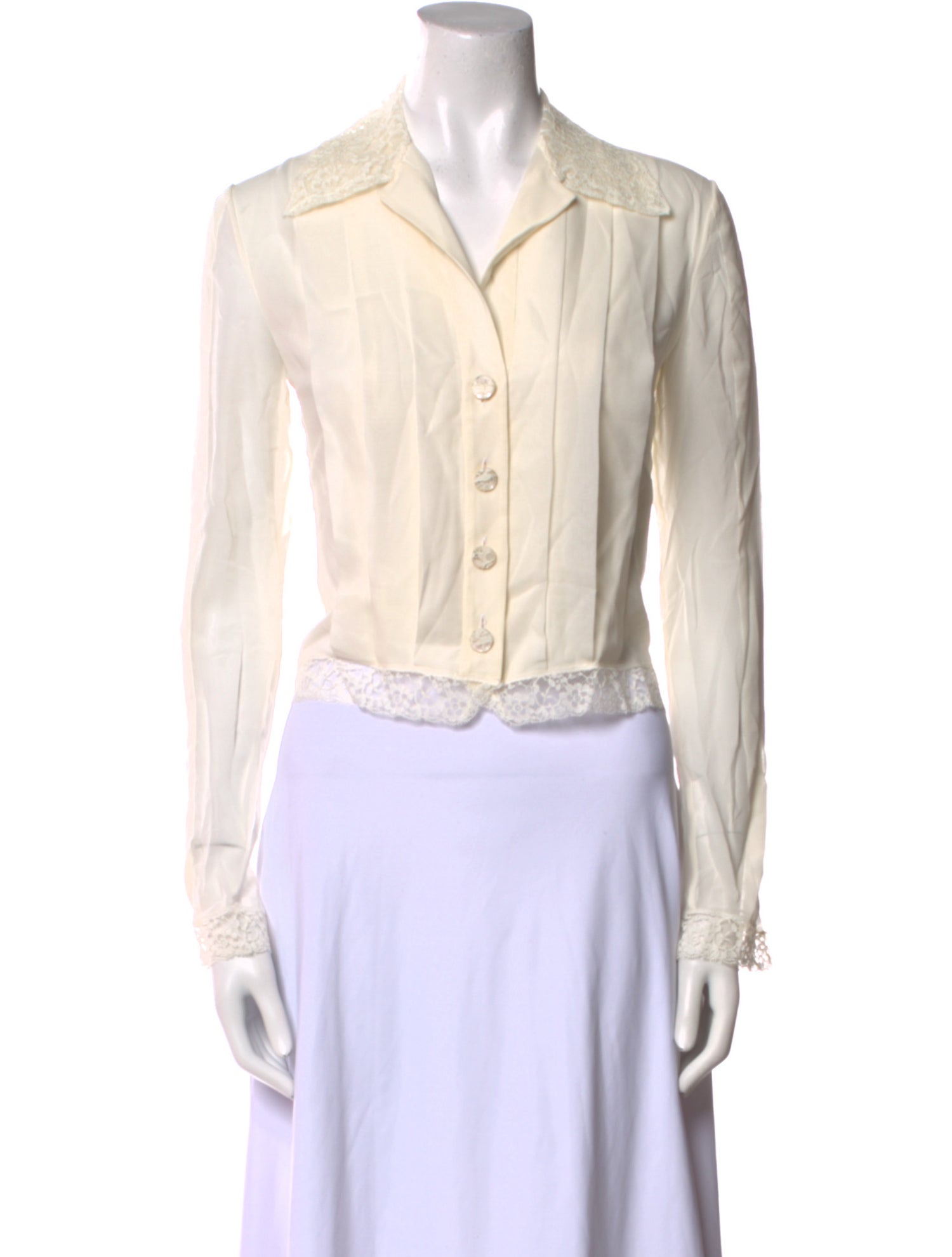 Valentino Silk Long Sleeve Crop Top