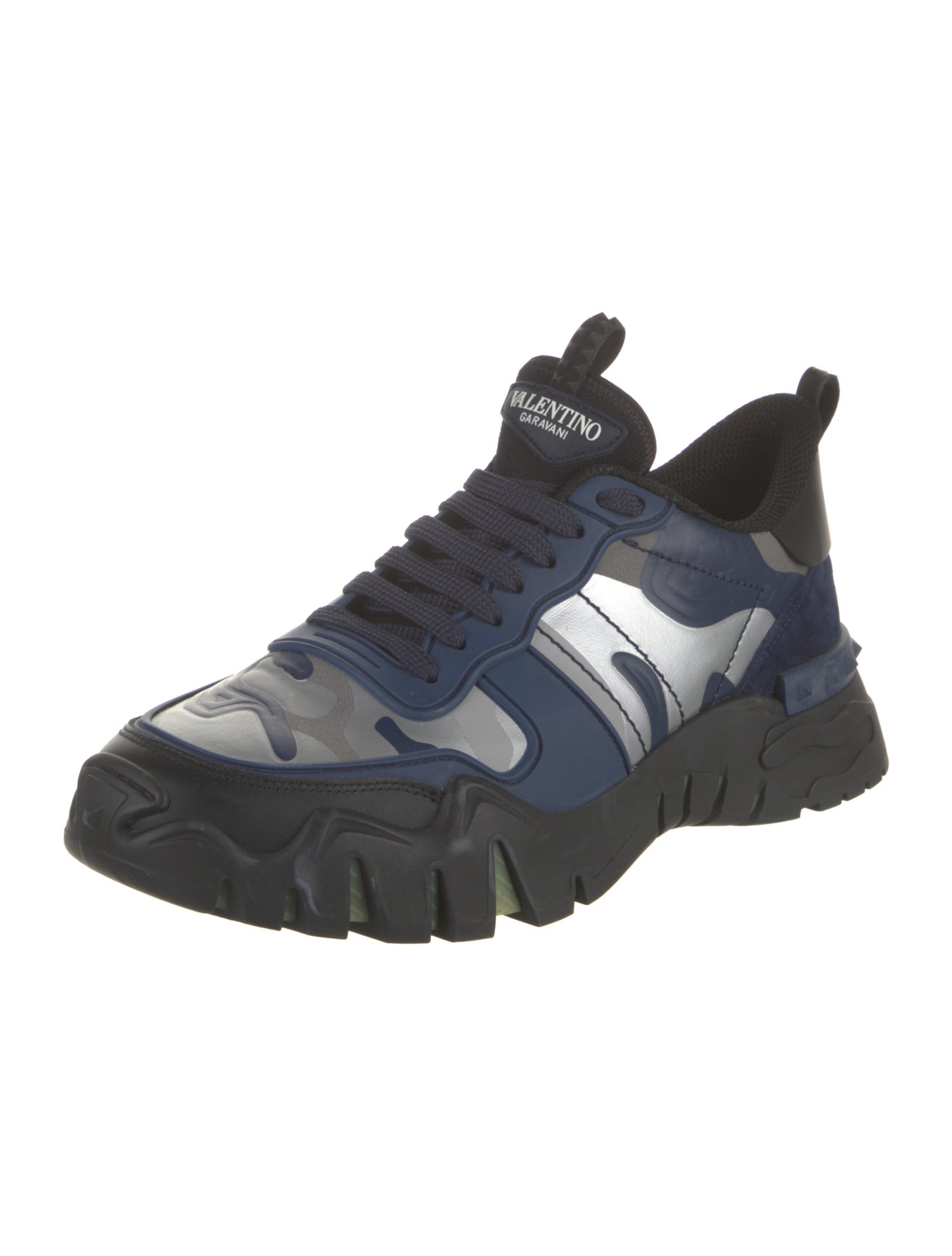 Valentino Rockstud Accents Leather Sneakers