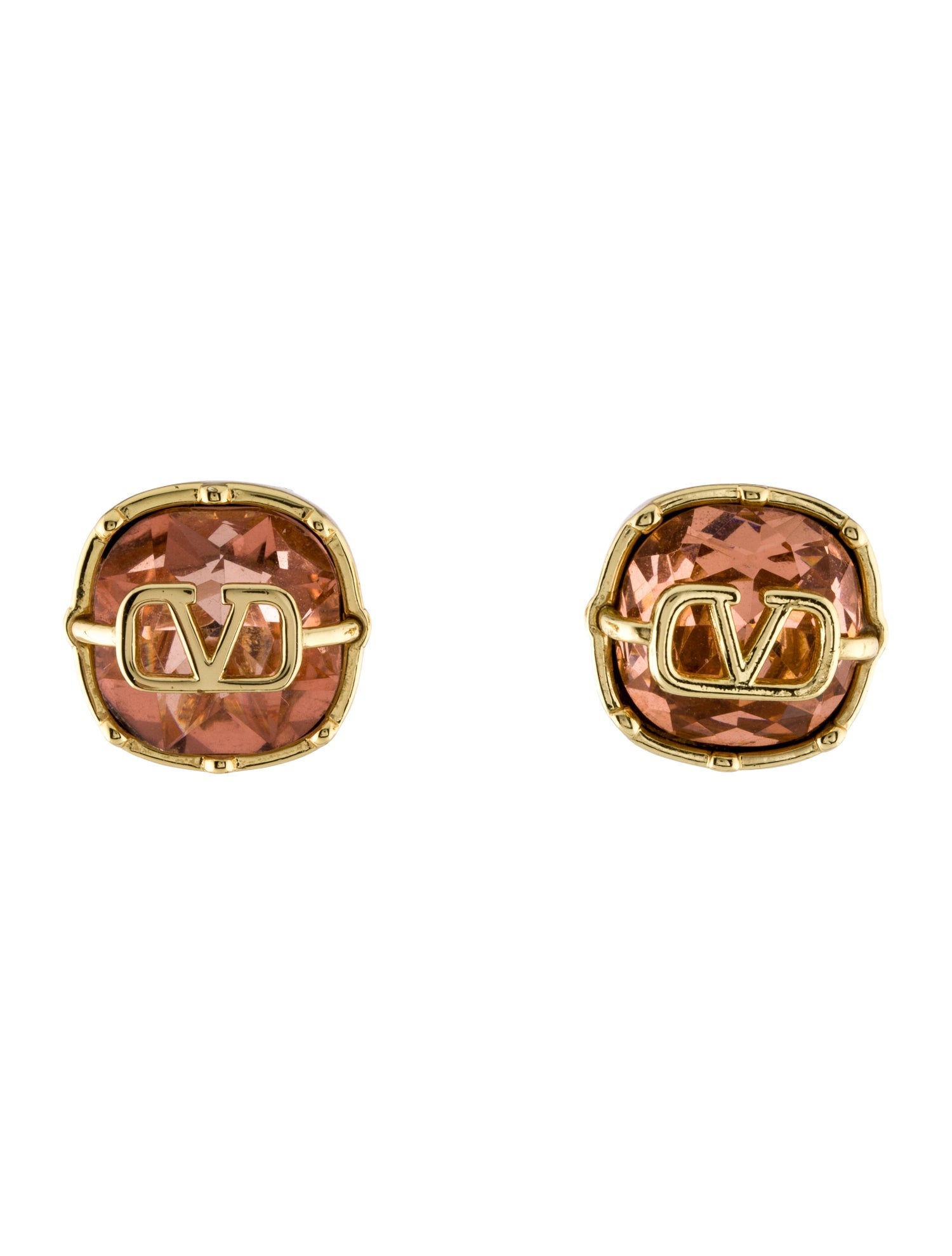 Valentino Crystal V-Logo Stud Earrings