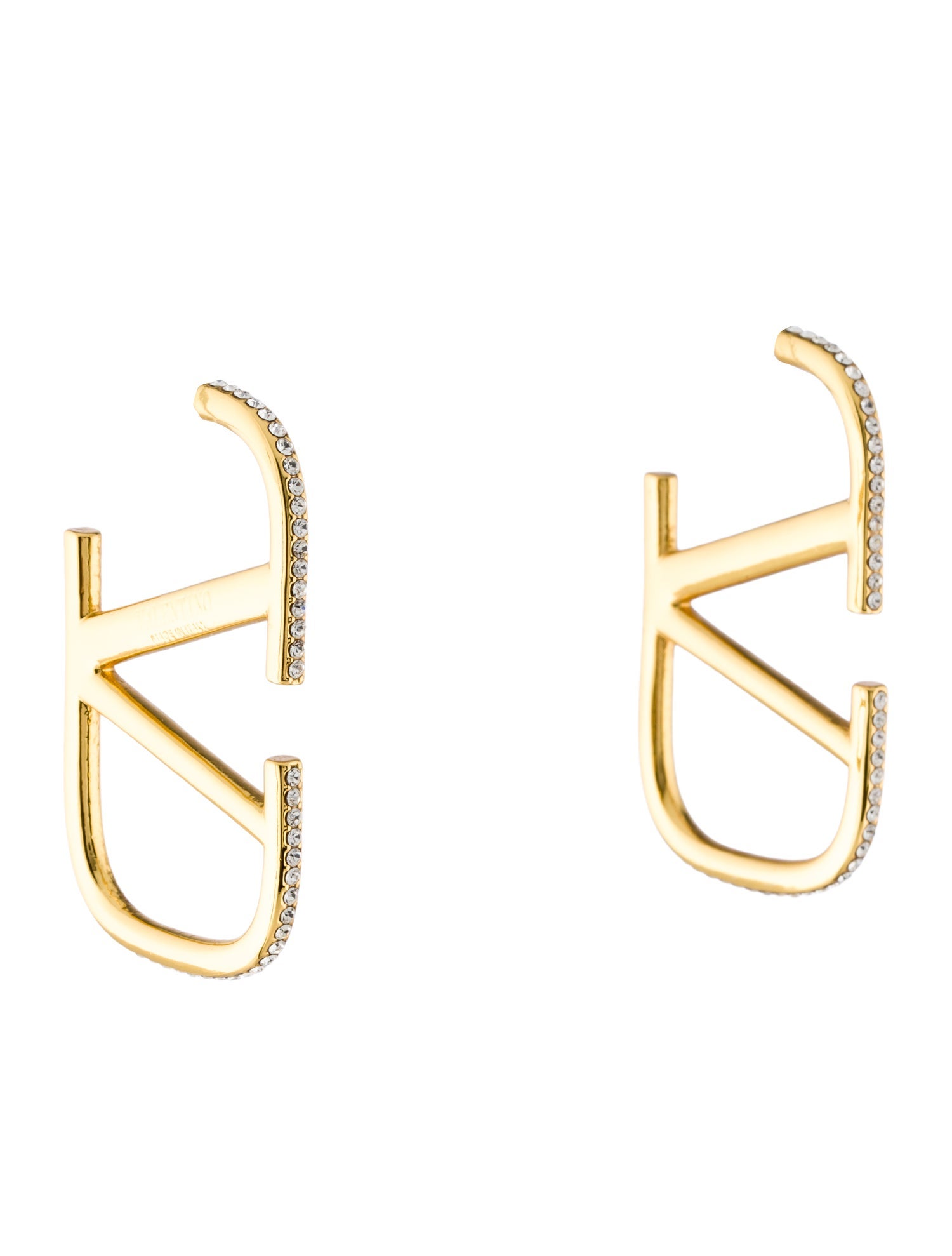 Valentino Crystal V Logo Drop Earrings