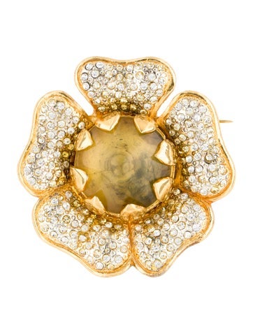 Valentino Pin Vintage Crystal & Resin Brooch