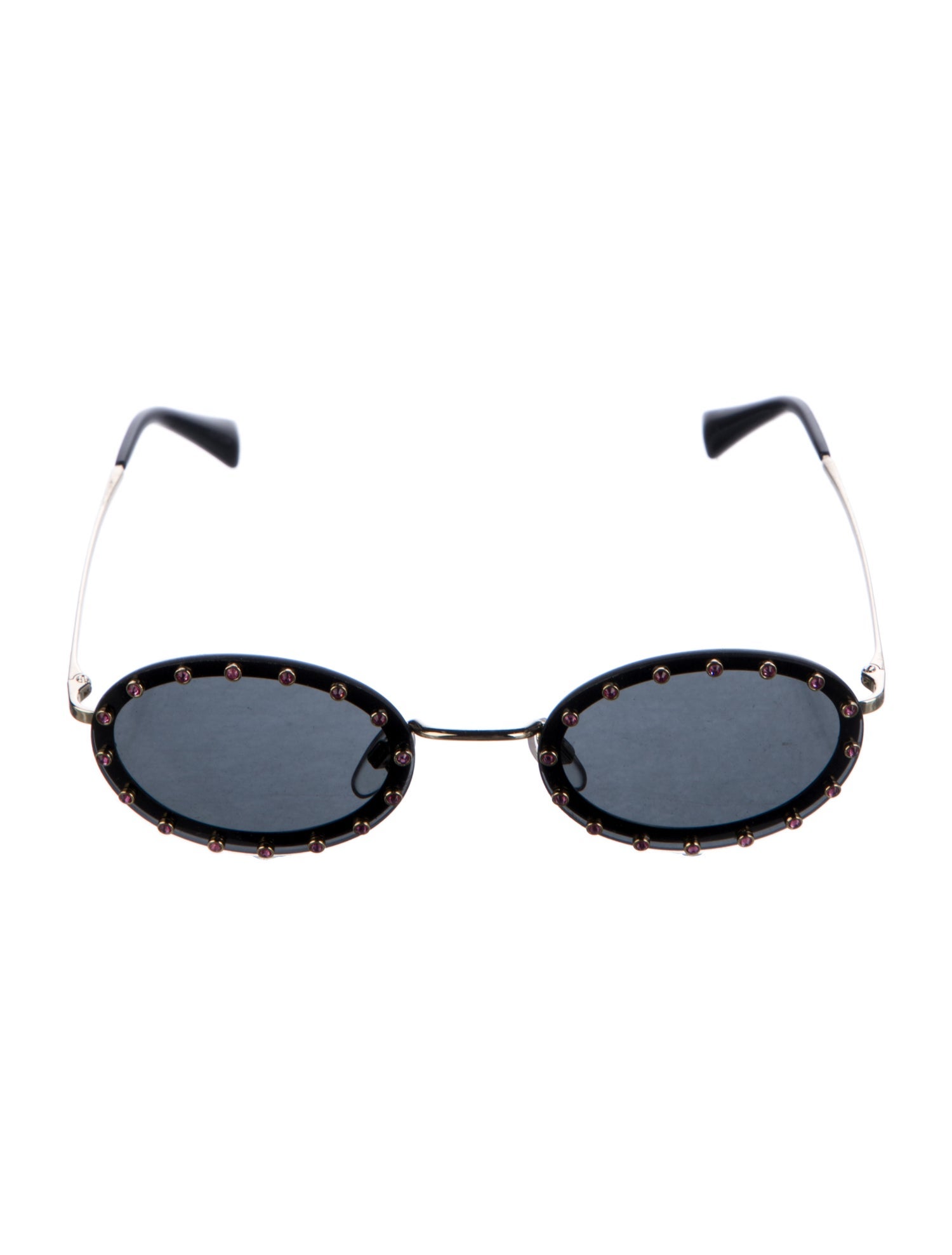 Valentino Rockstud Accents Round Sunglasses