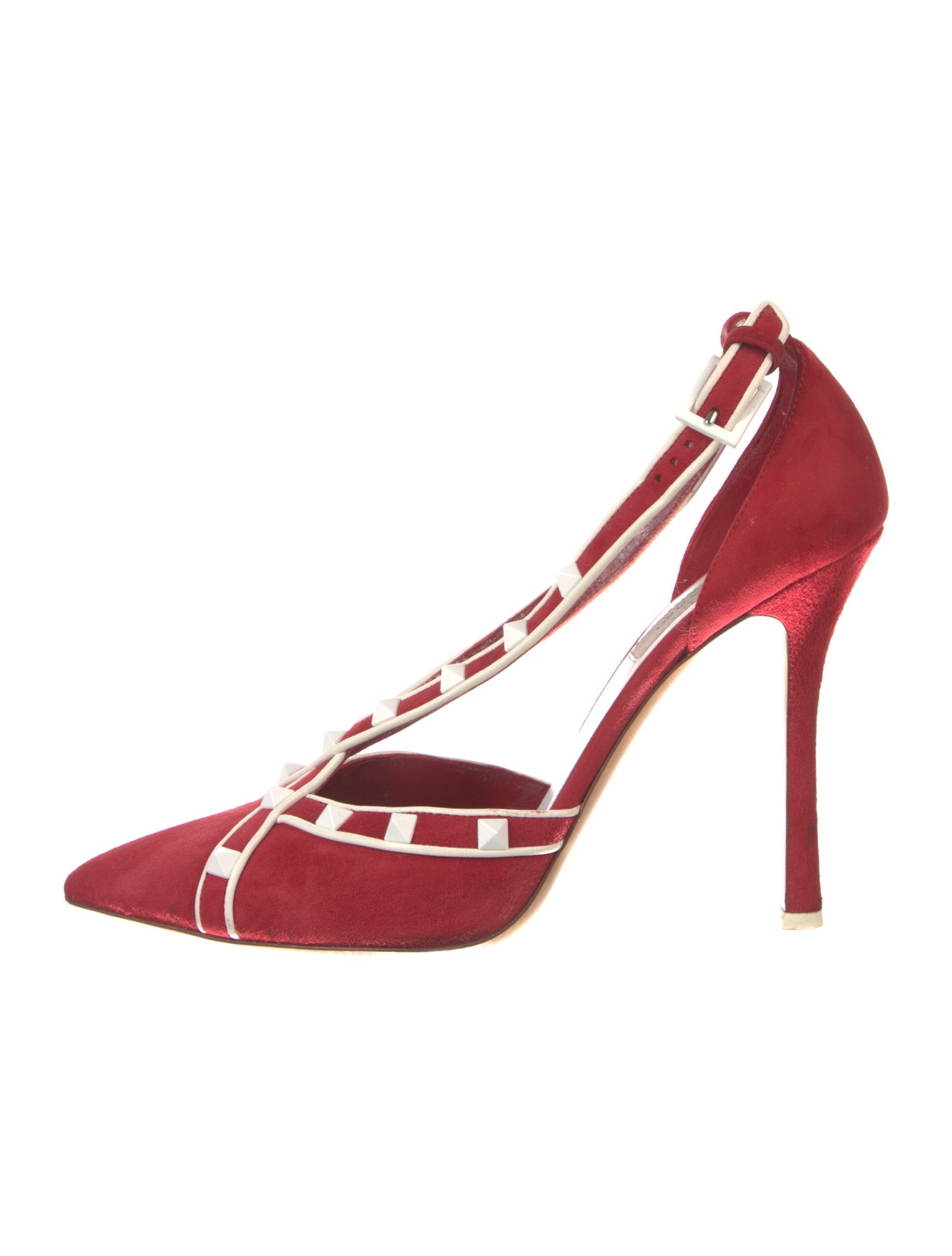 Valentino Rockstud Accents Suede T-Strap Pumps