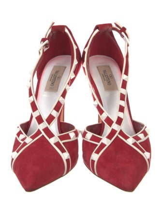 Valentino Rockstud Accents Suede T-Strap Pumps