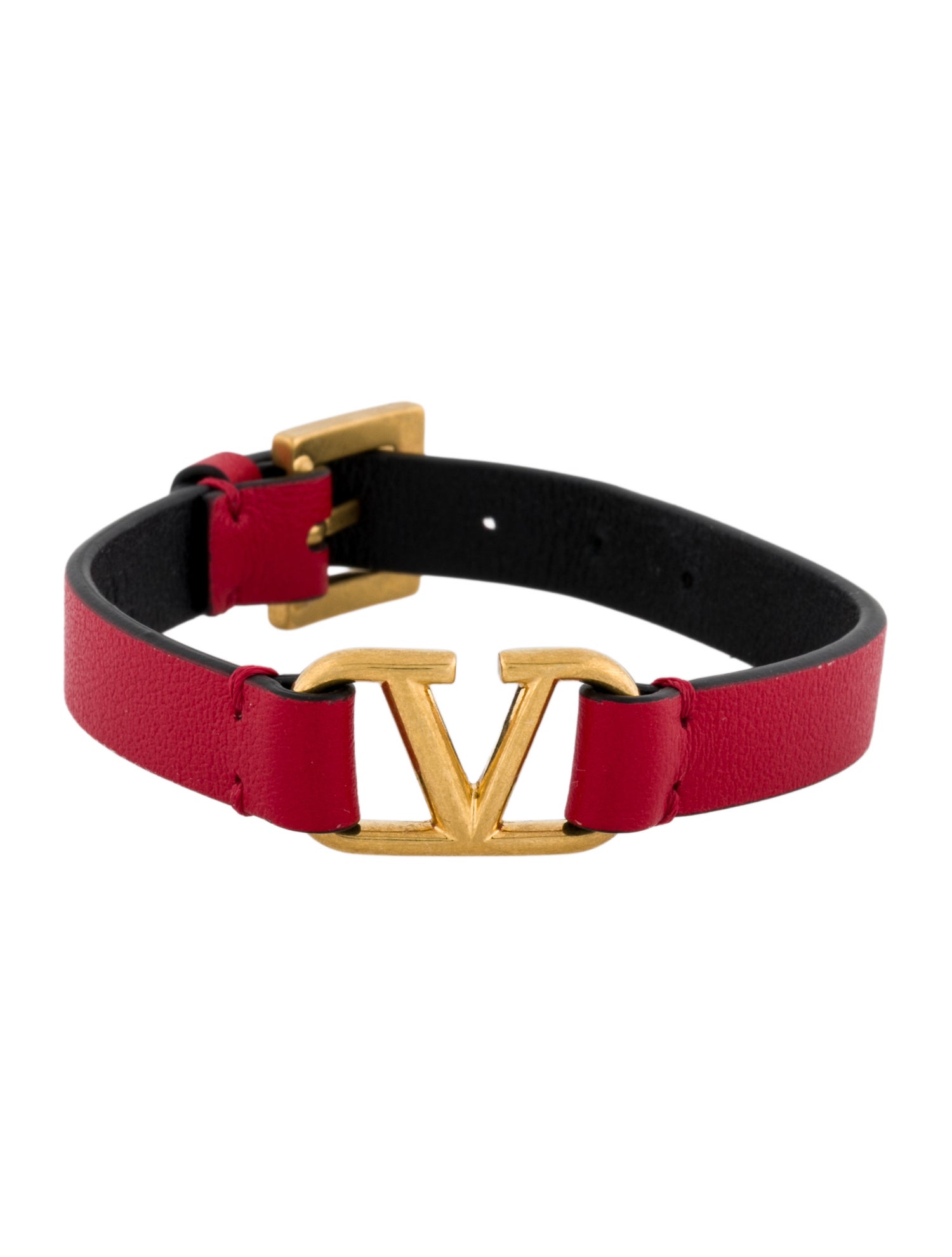 Valentino Leather VLogo Signature Wrap Bracelet