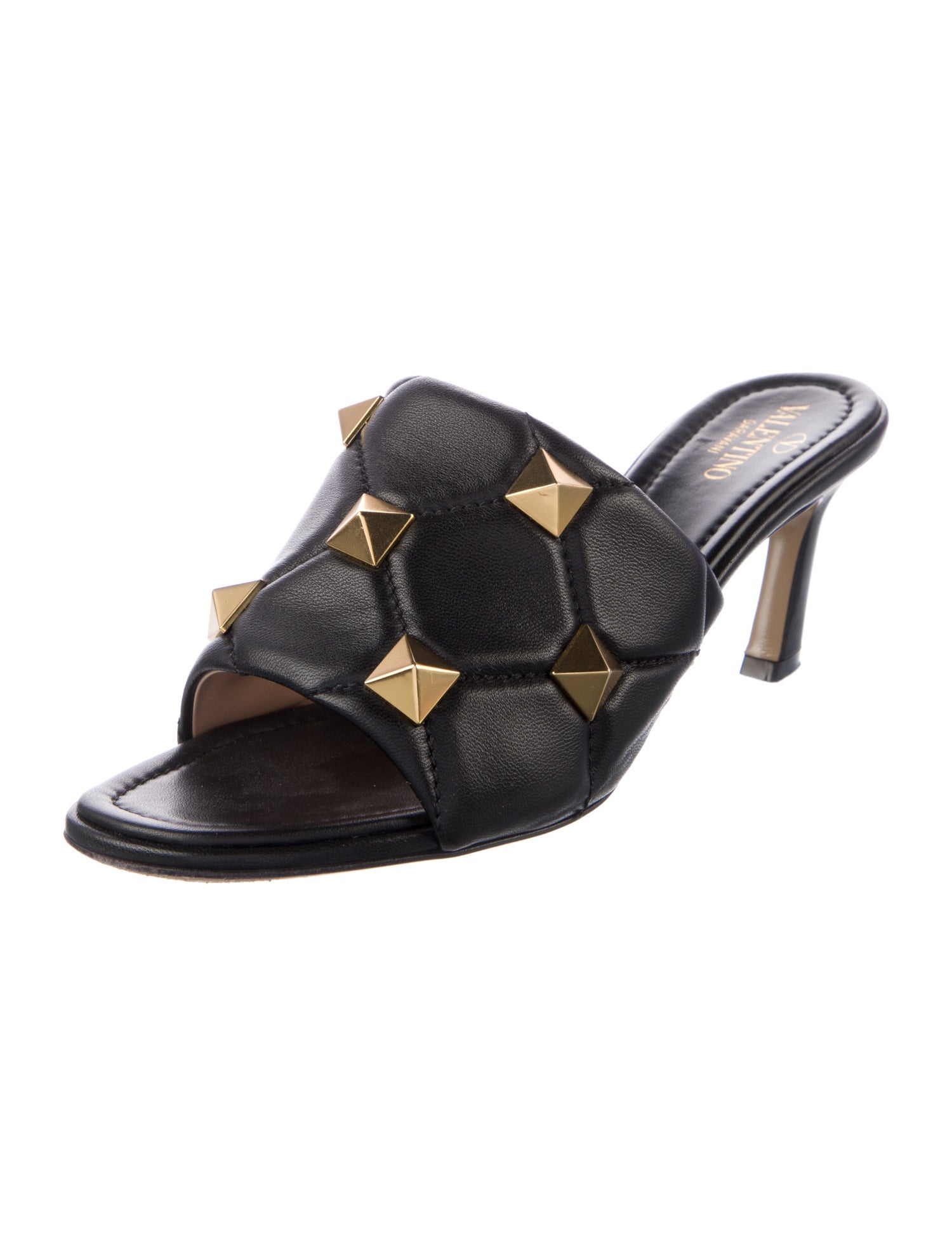 Valentino Quilted Pattern Leather Slides