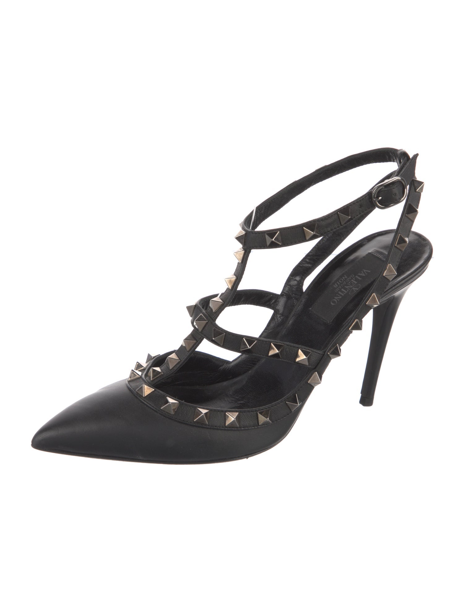Valentino Rockstud Accents Leather Slingback Pumps