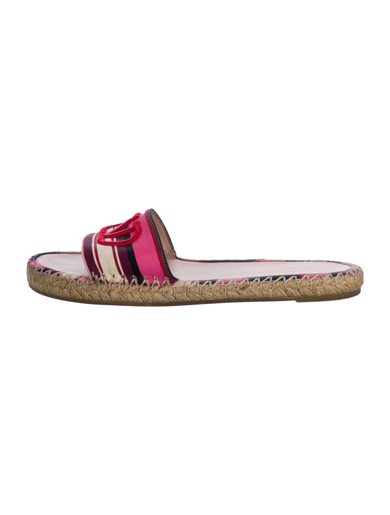 Valentino Striped Embroidered Accent Espadrilles