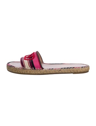 Valentino Striped Embroidered Accent Espadrilles