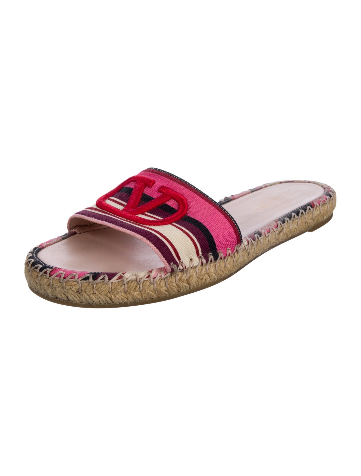 Valentino Striped Embroidered Accent Espadrilles