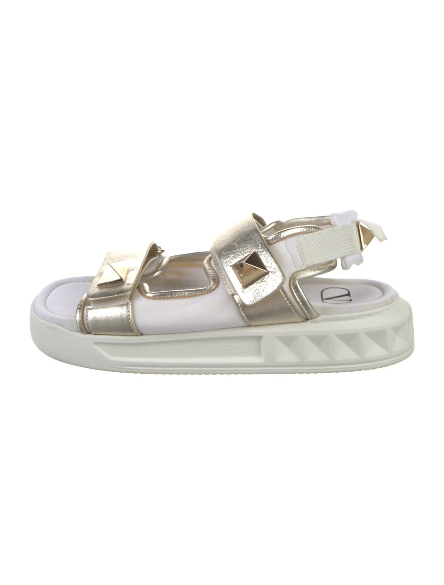 Valentino Rockstud Accents Leather Slingback Sandals