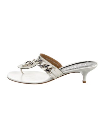Valentino Chain-Link Accent Leather Slides