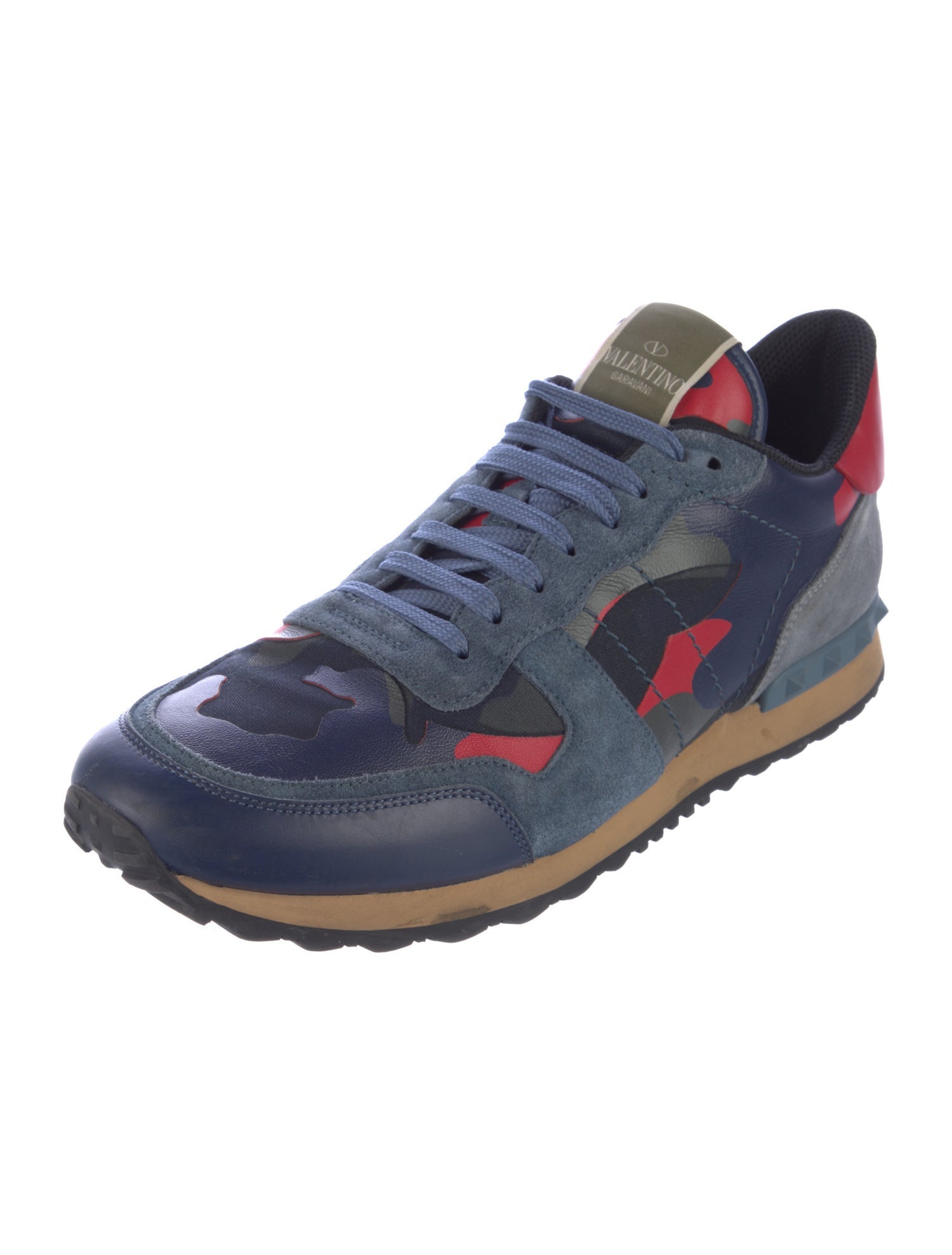 Valentino Rockstud Accents Leather Sneakers