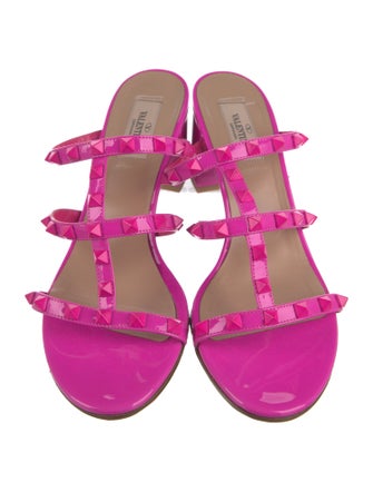 Valentino Rockstud Accents Patent Leather Slides