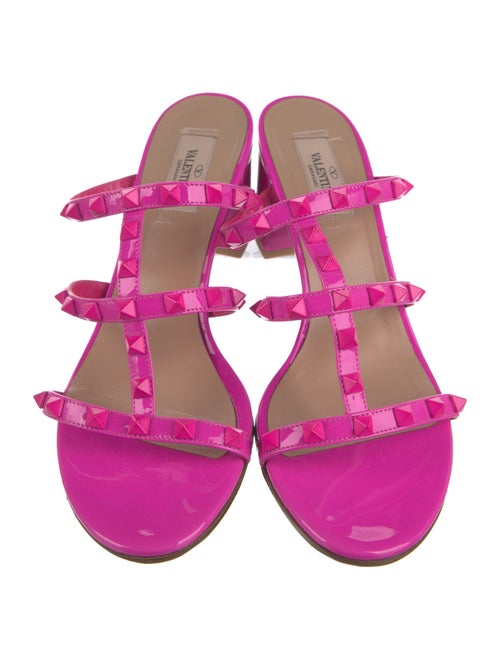 Valentino Rockstud Accents Patent Leather Slides