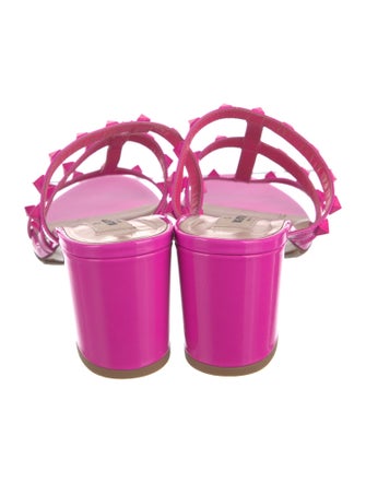 Valentino Rockstud Accents Patent Leather Slides