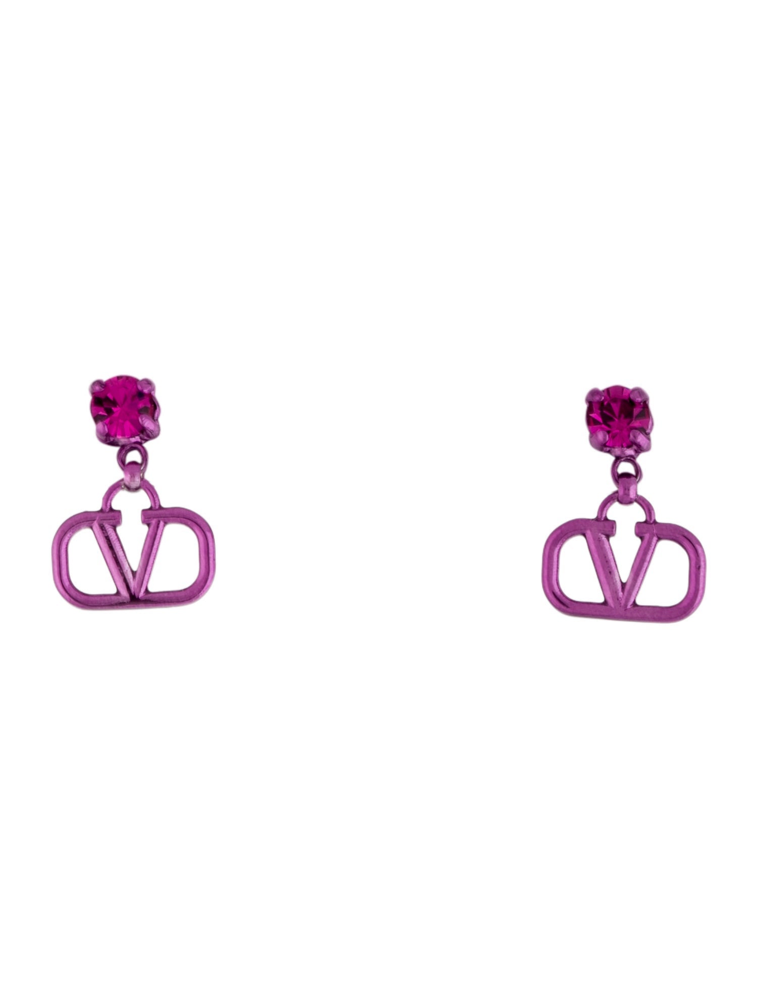 Valentino Crystal VLogo Signature 'Pantone Pink' Drop Earrings