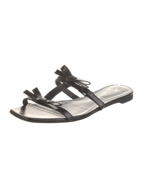 Valentino Leather Bow Accents Slides