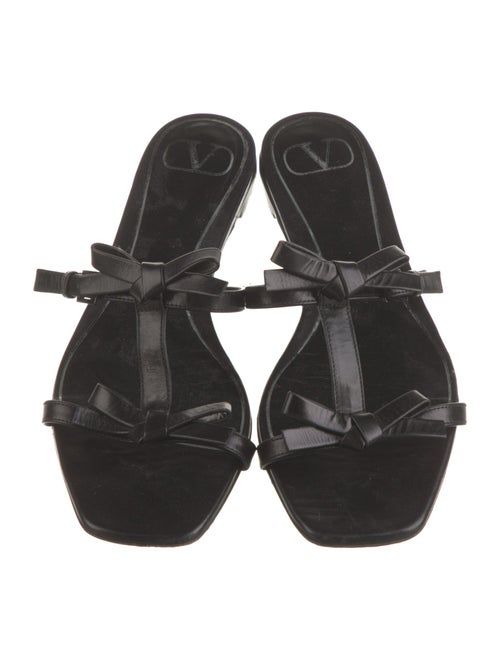 Valentino Leather Bow Accents Slides