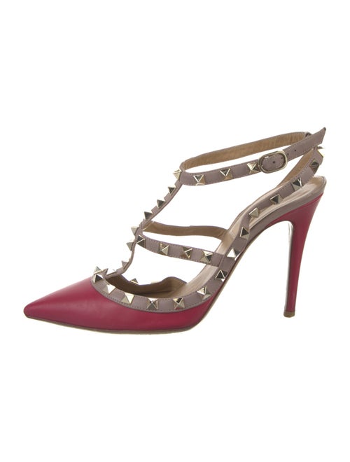 Valentino Rockstud Accents Leather T-Strap Pumps
