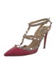 Valentino Rockstud Accents Leather T-Strap Pumps