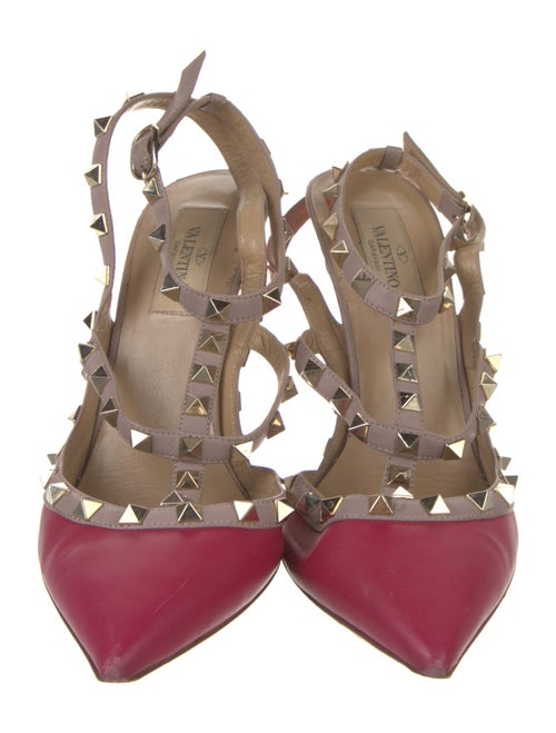 Valentino Rockstud Accents Leather T-Strap Pumps