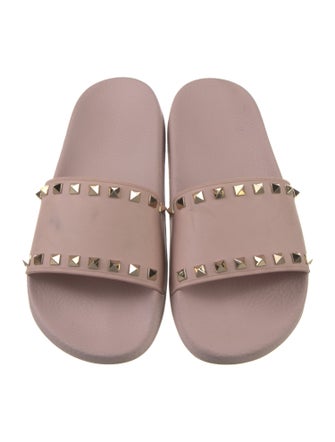 Valentino Rockstud Accents Rubber Slides