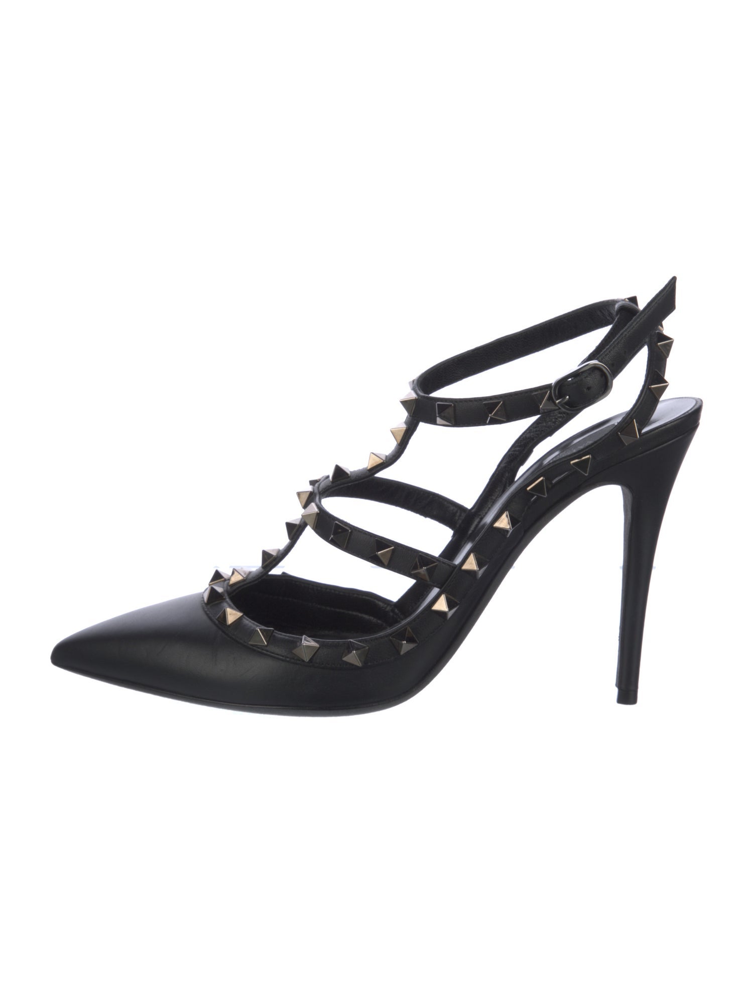 Valentino Rockstud Accents Leather Slingback Pumps