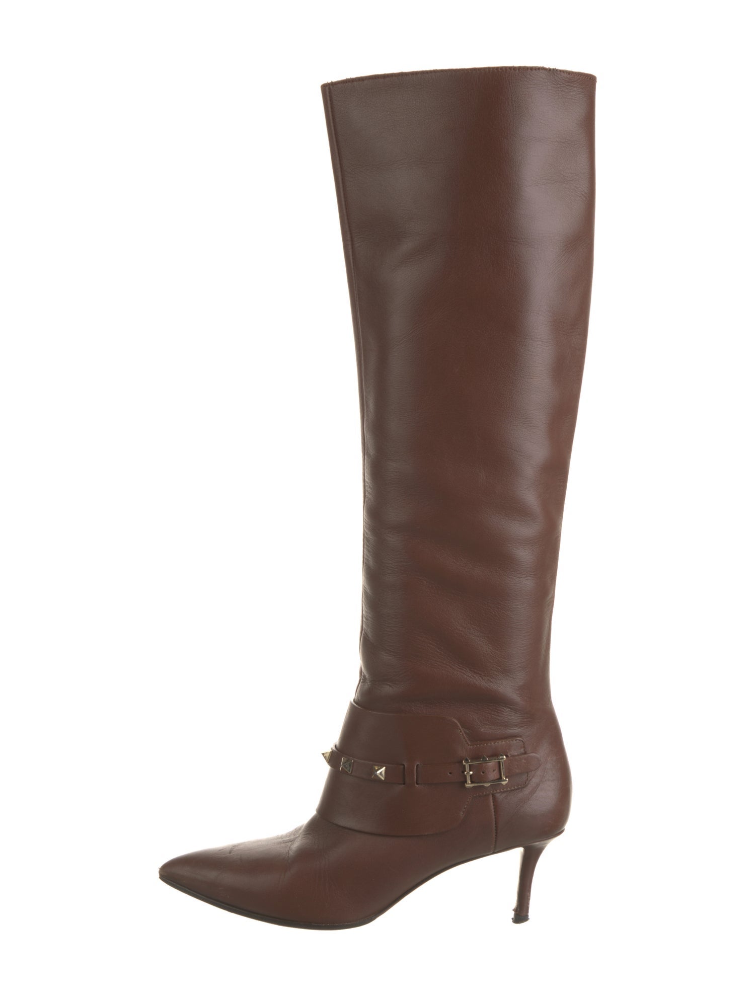 Valentino Rockstud Accents Leather Riding Boots