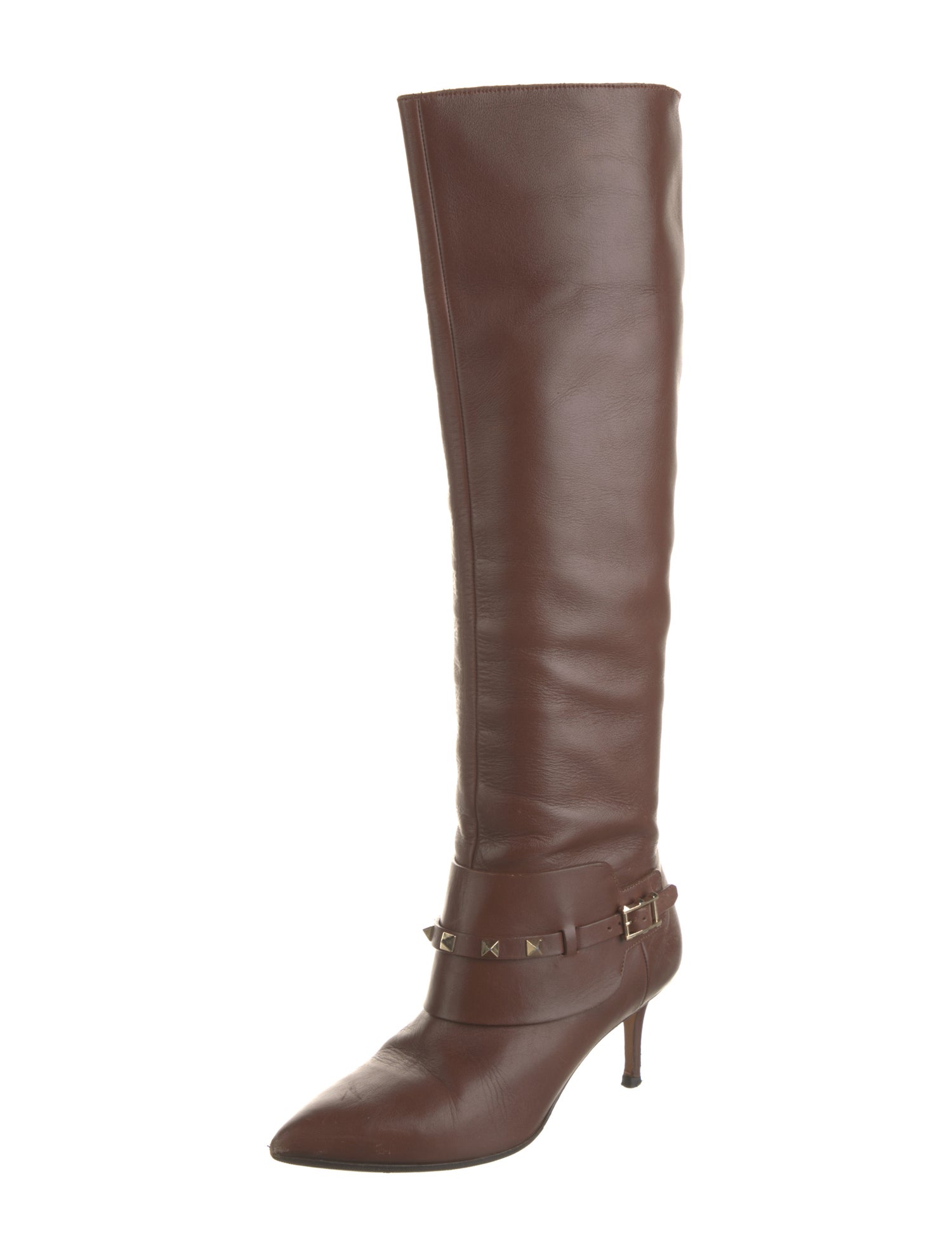 Valentino Rockstud Accents Leather Riding Boots