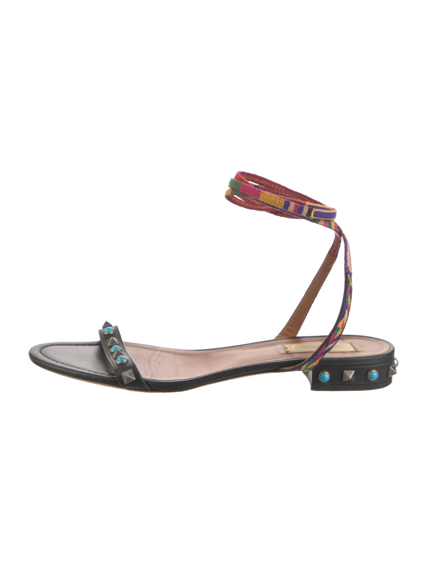 Valentino Rockstud Accents Leather Sandals