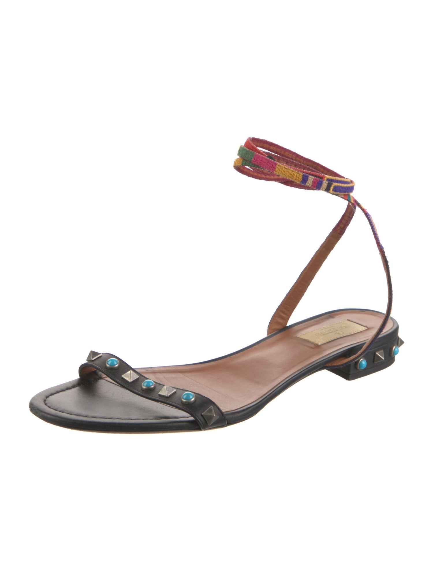Valentino Rockstud Accents Leather Sandals