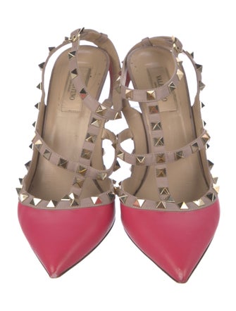 Valentino Rockstud Accents Leather T-Strap Pumps