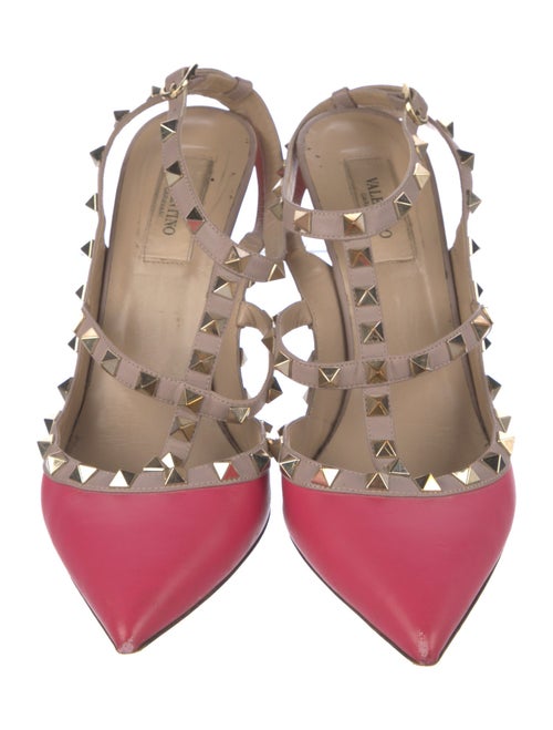Valentino Rockstud Accents Leather T-Strap Pumps