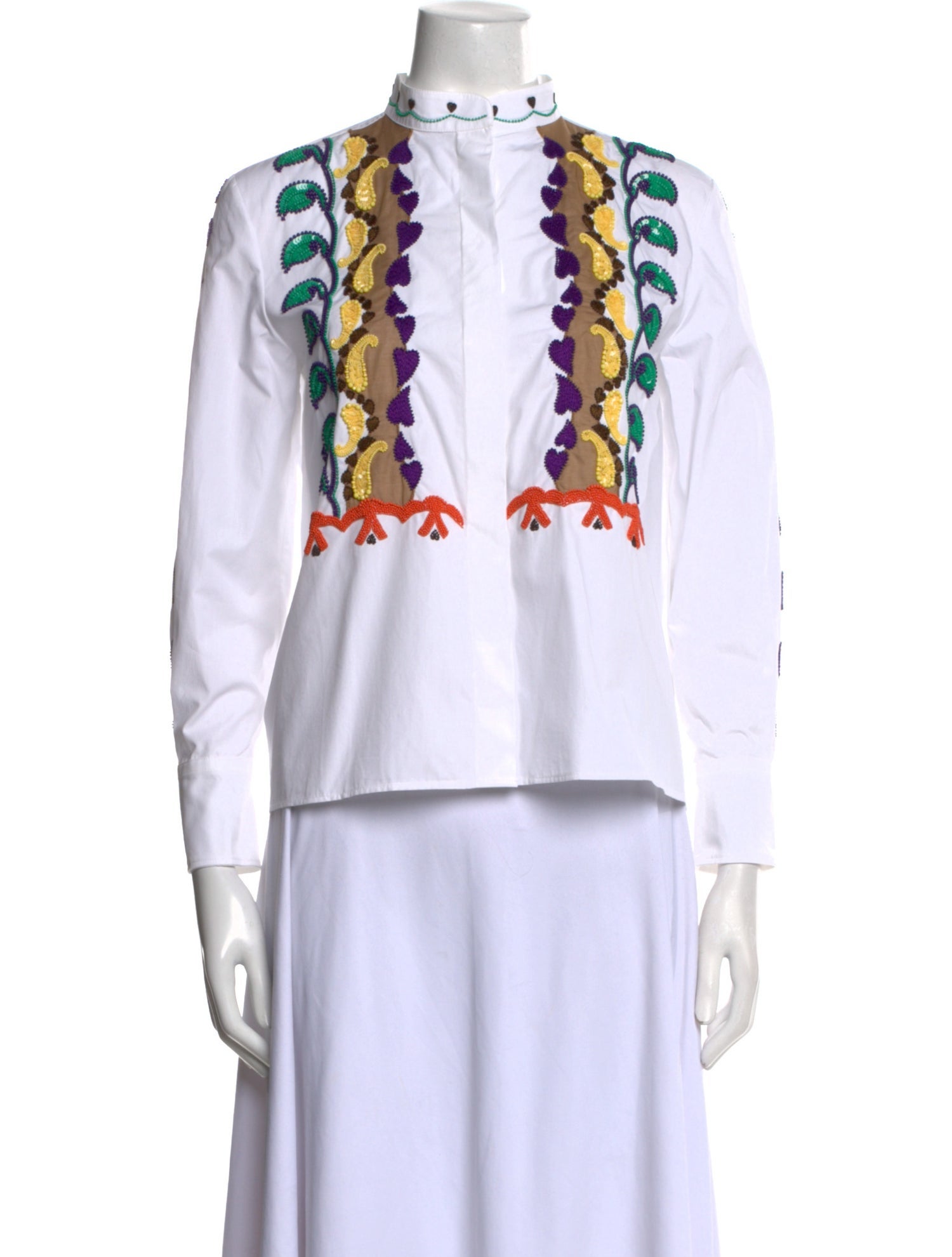 Valentino Graphic Print Mock Neck Blouse