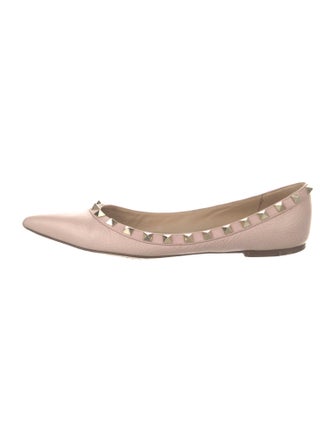 Valentino Rockstud Accents Leather Ballet Flats