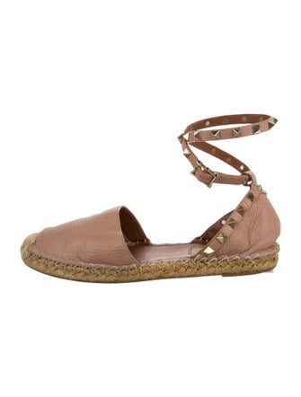 Valentino Rockstud Accents Leather Espadrilles