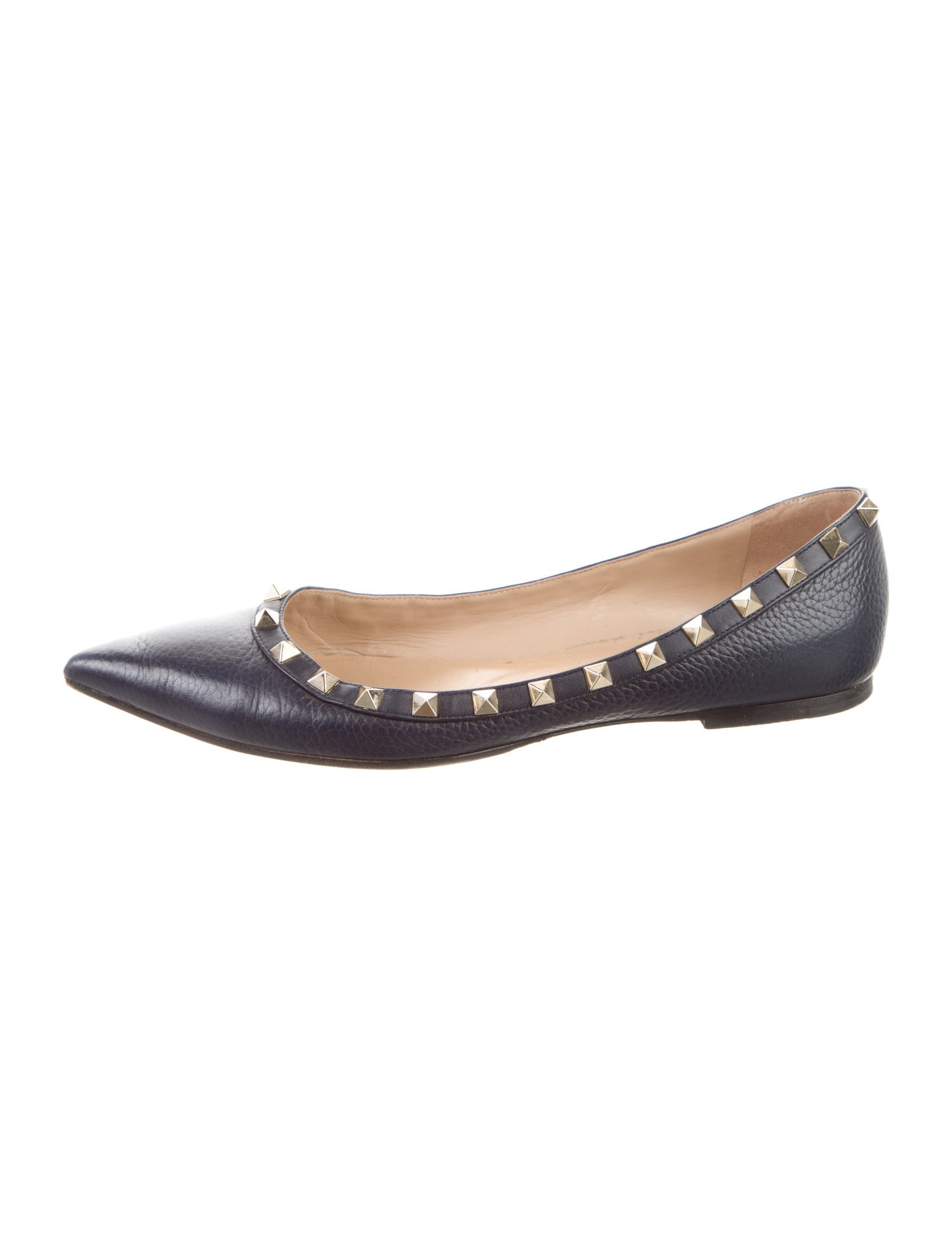 Valentino Rockstud Accents Leather Ballet Flats