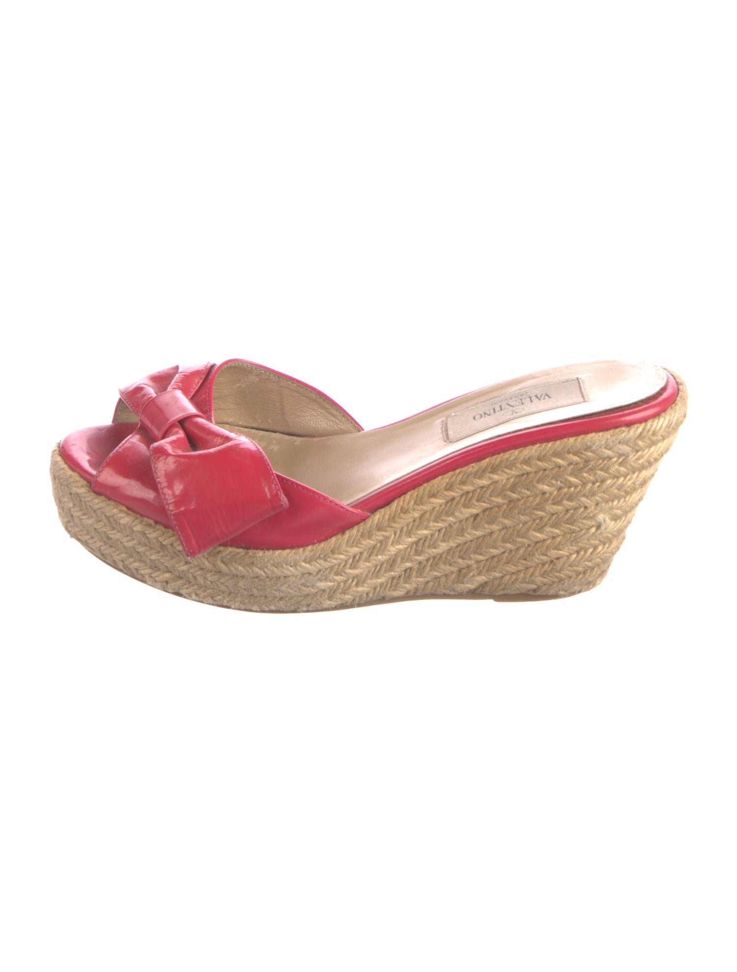 Valentino Patent Leather Bow Accents Espadrilles