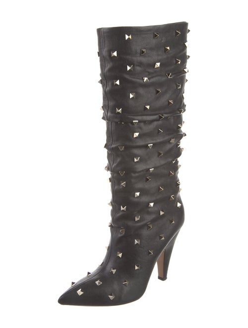 Valentino Rockstud Accents Leather Lace-Up Boots