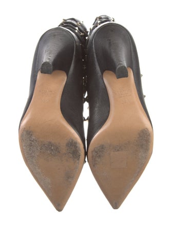 Valentino Rockstud Accents Leather Lace-Up Boots