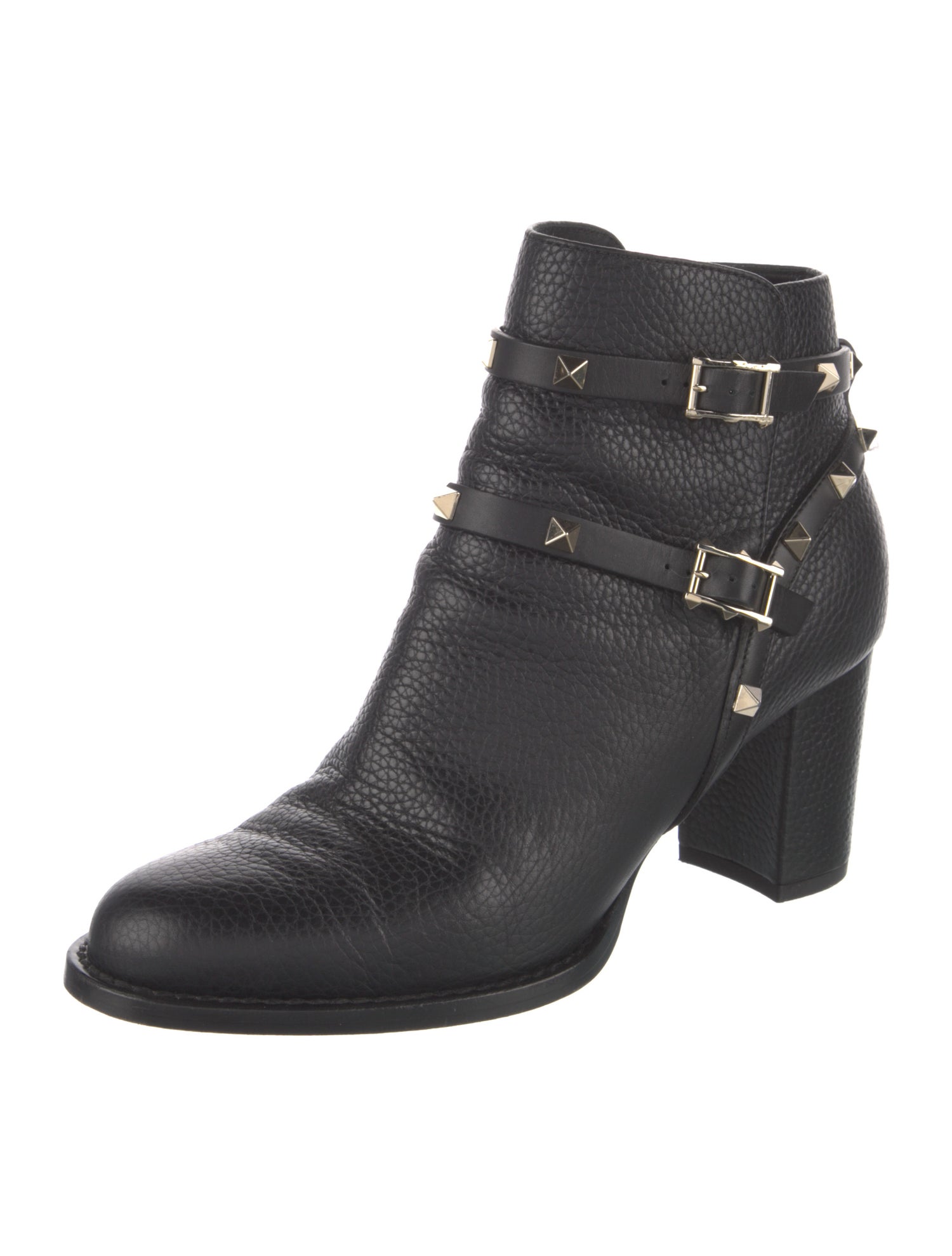 Valentino Rockstud Accents Leather Moto Boots